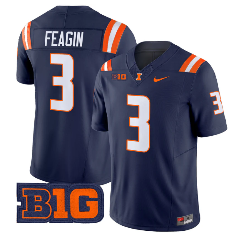 Kaden Feagin Jersey #3 Illinois Fighting Illini 2025 Vapor Stitched
