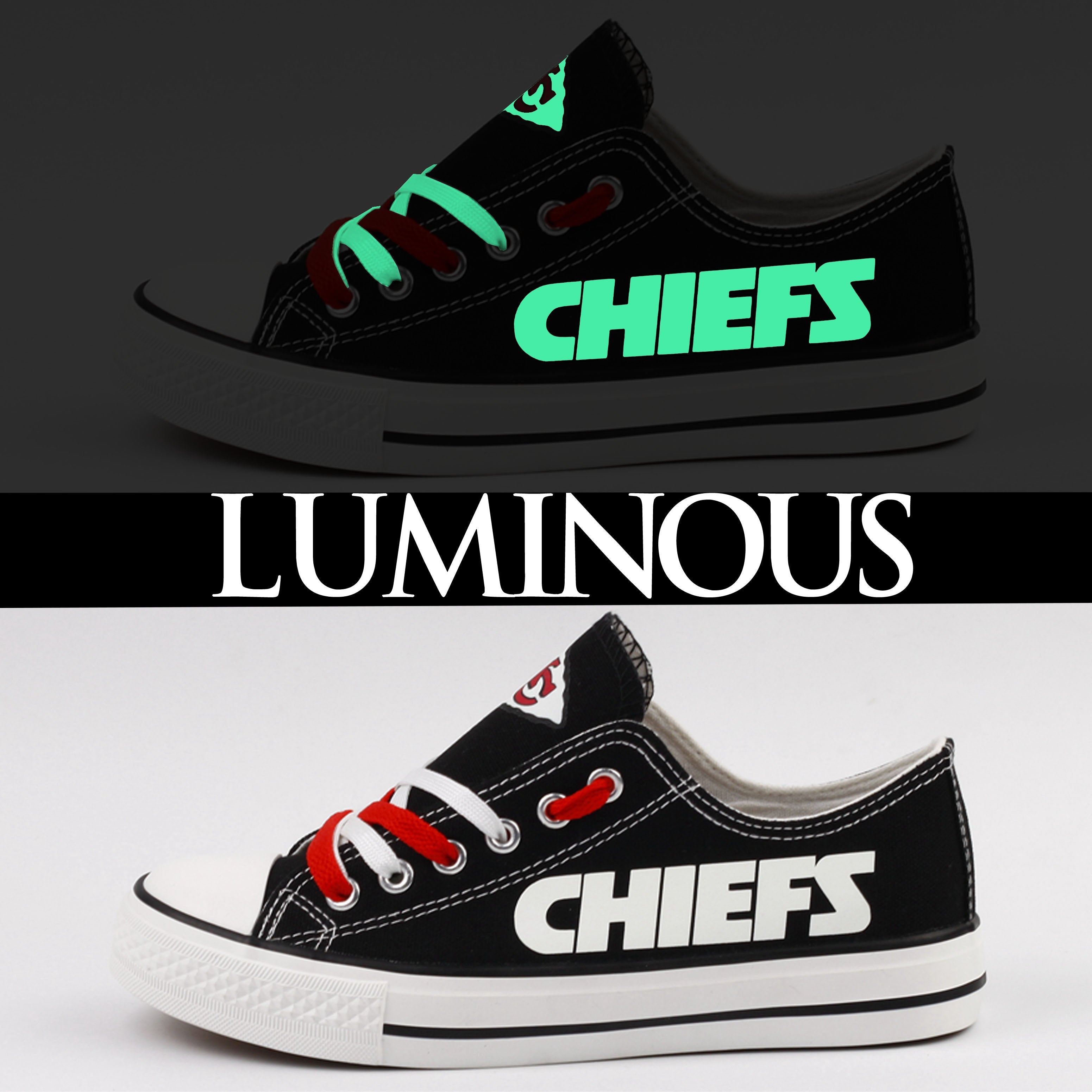 Kansas City Chiefs Low Top Canvas Sport Sneakers Shoes For Men Women Fans