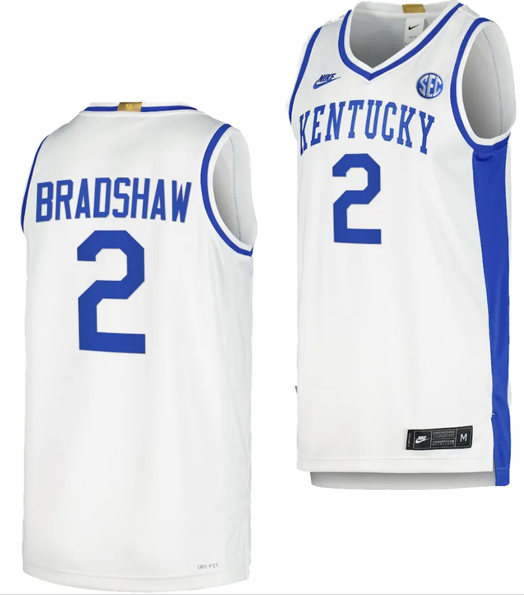 Kentucky Wildcats Aaron Bradshaw Jersey #2 Limited Retro Basketball White 2023-24
