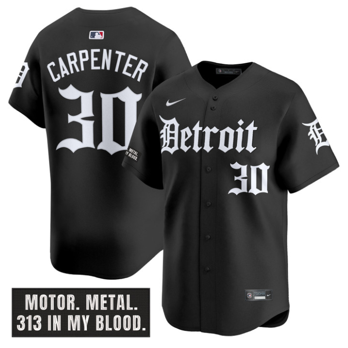 Kerry Carpenter Jersey #30 Detroit Tigers Motor Gothic Edition Vapor Limited Stitched