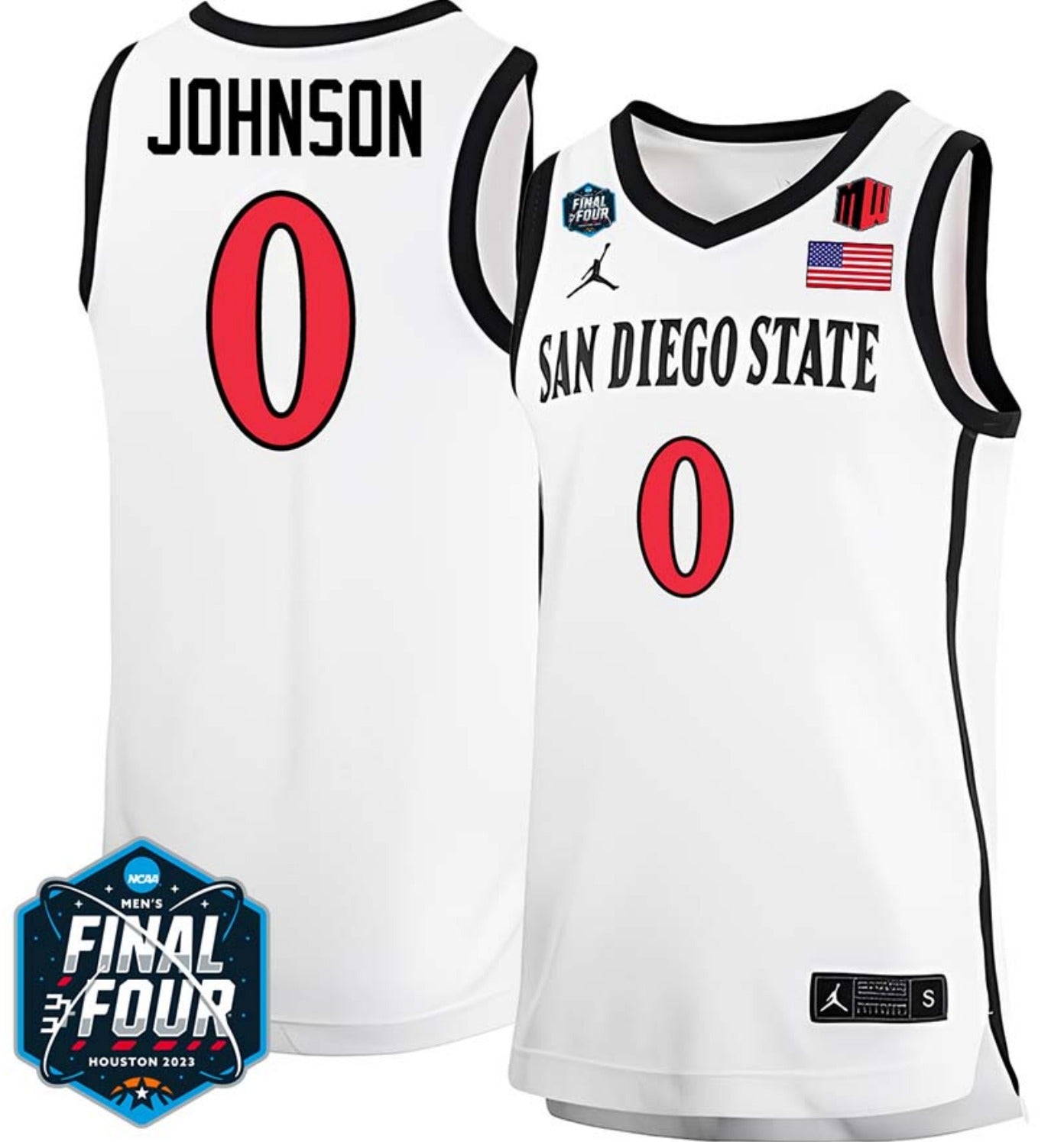 Keshad Johnson Jersey San Diego State Aztecs College Basketball 2023 NCAA Final Four White #0