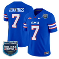 Kevin Jennings Jersey #7 SMU Mustangs 2026 Holiday Bowl Patch Stitched Blue