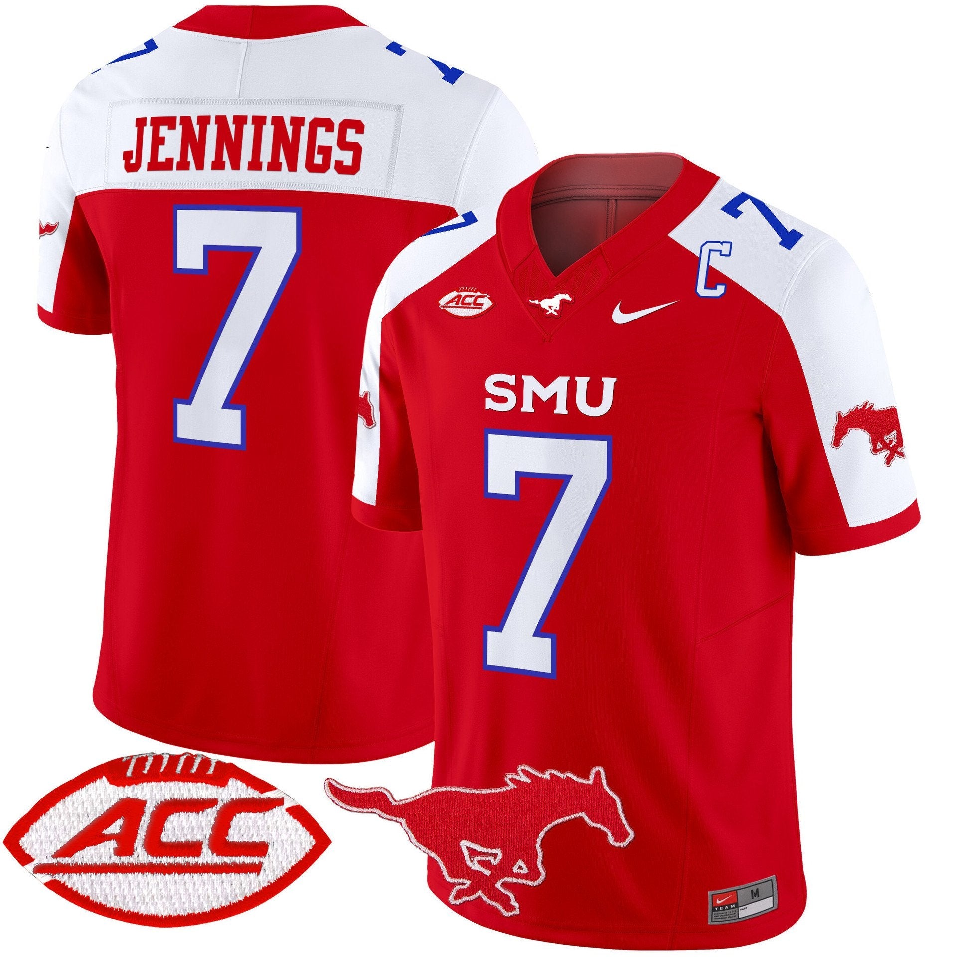 Kevin Jennings Jersey #7 SMU Mustangs 2025 Vapor Limited Stitched