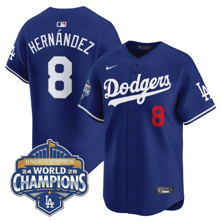 Kike Hernandez Jersey #8 Dodgers 2025 Back-To-Back Champions Stitched