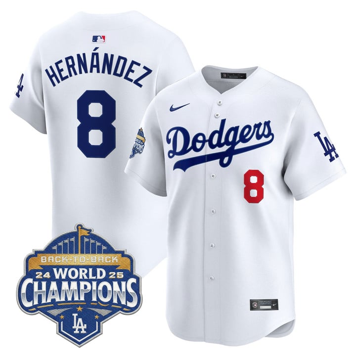 Kike Hernandez Jersey #8 Dodgers 2025 Back-To-Back Champions Stitched