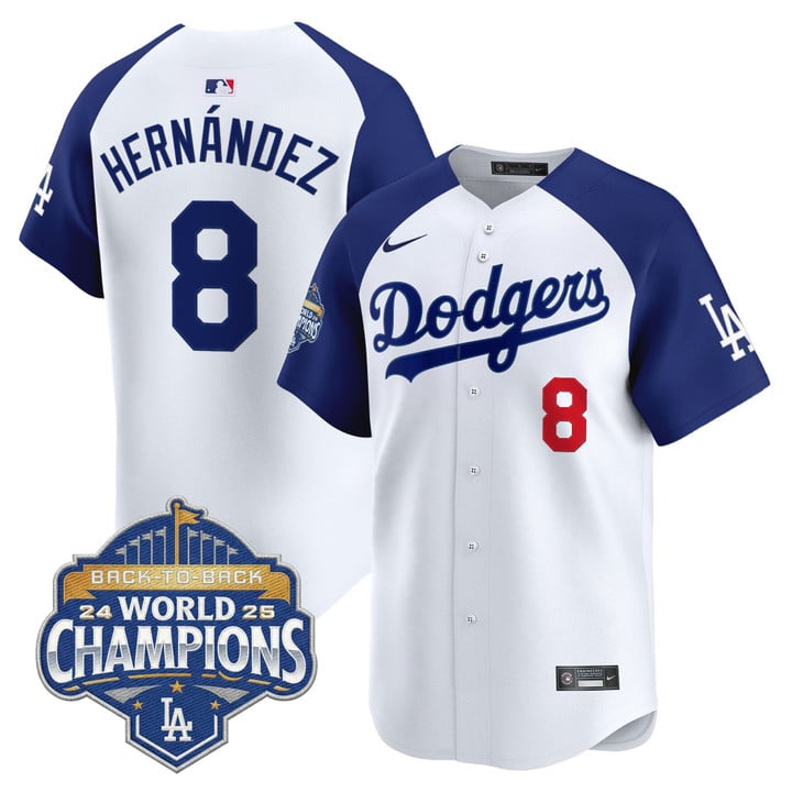Kike Hernandez Jersey #8 Dodgers 2025 Back-To-Back Champions Stitched