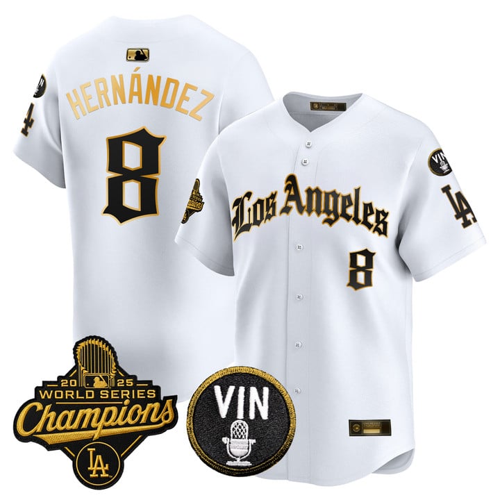 Kike Hernandez Jersey #8 Dodgers 2025 World Series Champions LA Gothic