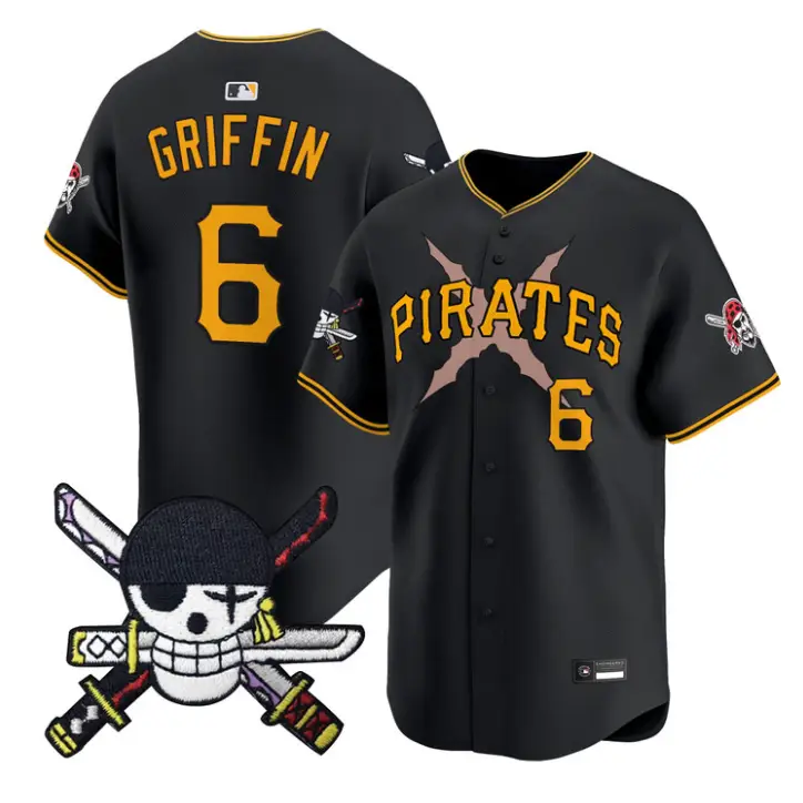 Konnor Griffin Jersey #6 Pittsburgh Pirates One Piece Zoro Patch Stitched