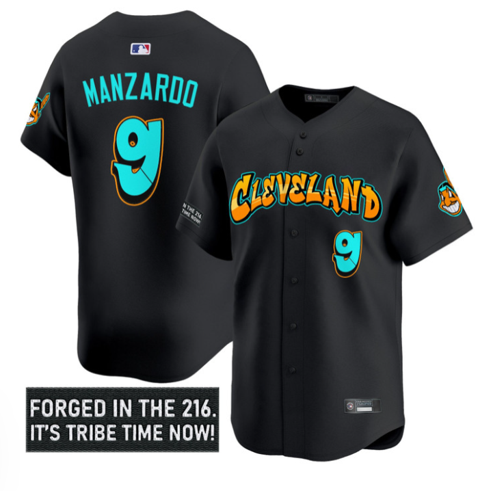 Kyle Manzardo Jersey #9 Cleveland Indians Graffiti 216 Ink Edition