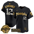 Kyle Schwarber Jersey #12 Phillies Retro Newspaper Edition Gold Vapor Premier Stitched