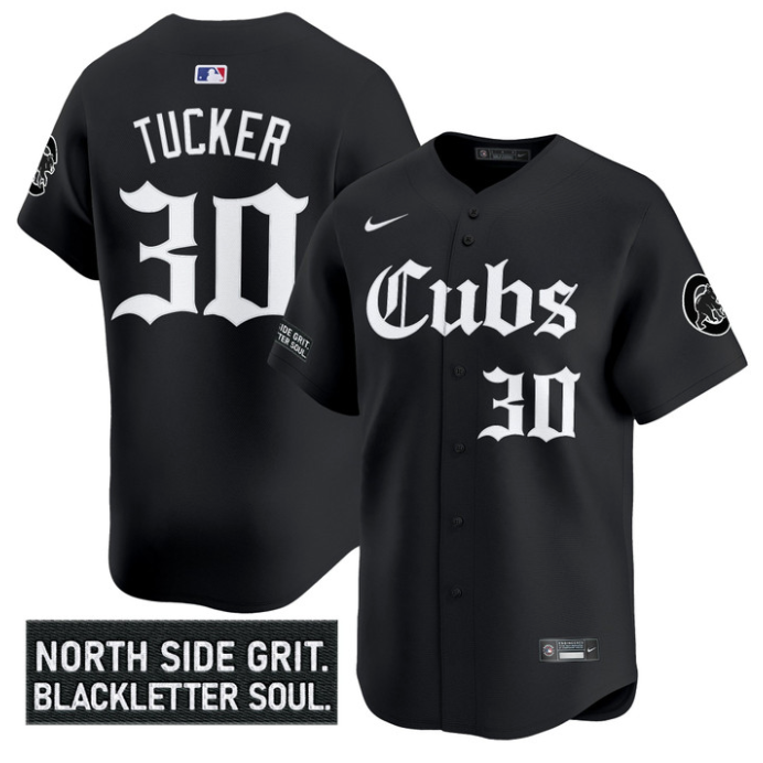 Kyle Tucker Jersey #30 Chicago Cubs Gothic North Side Edition Vapor Limited Stitched