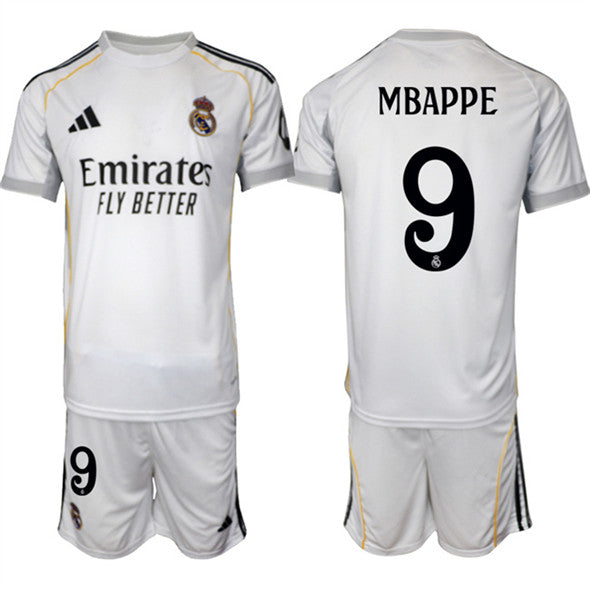 Kylian Mbappe Jersey #9 Real Madrid White Home 2025 - 26 Soccer Suit