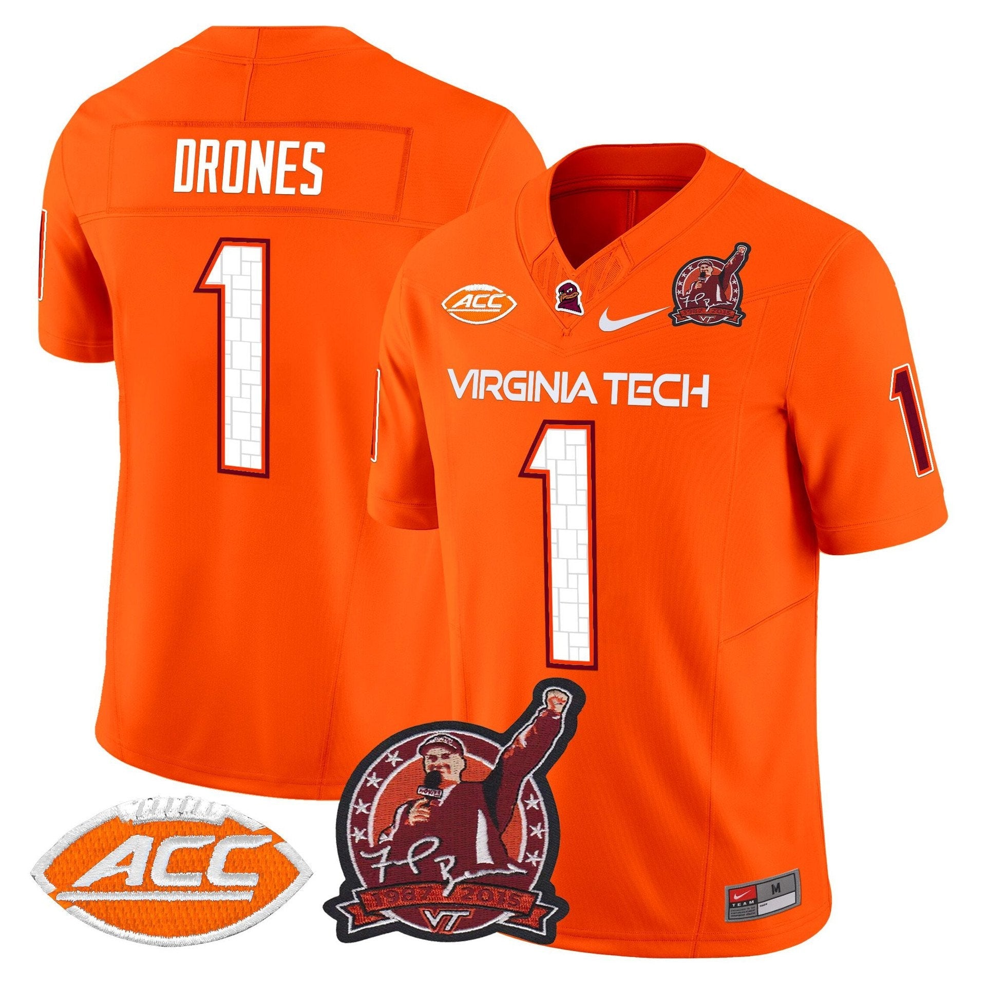 Kyron Drones Jersey #1 Virginia Tech Hokies Coach Frank Beamer 2025