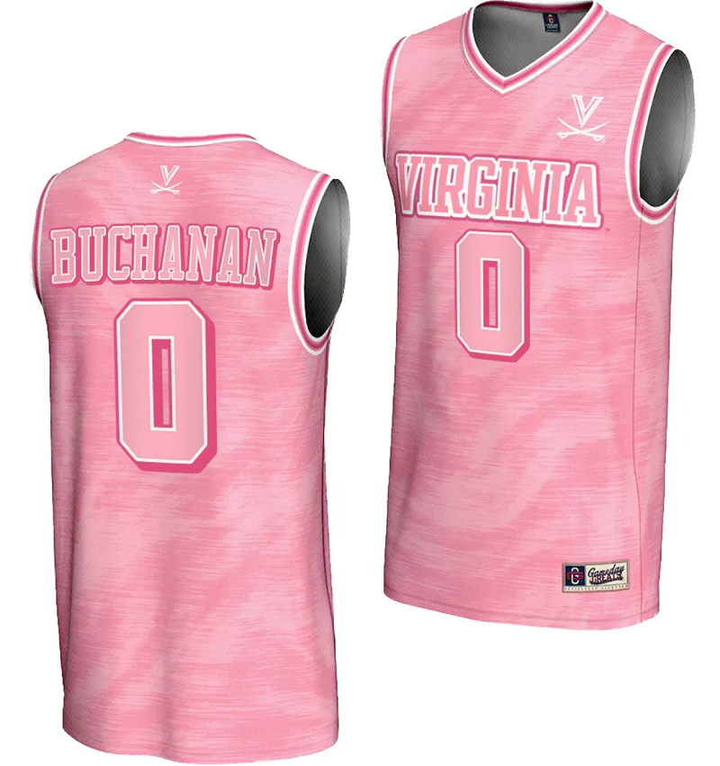 lake Buchanan Jersey #0 Virginia Cavaliers College Basketball Lightweight Pink