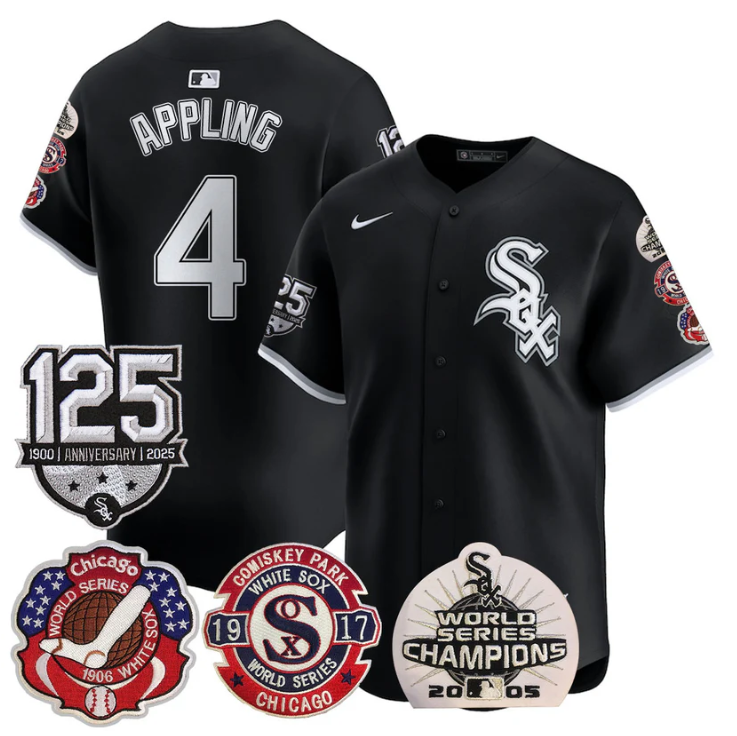 Luke Appling Jersey #4 Chicago White Sox 125th Anniversary World Series Champions