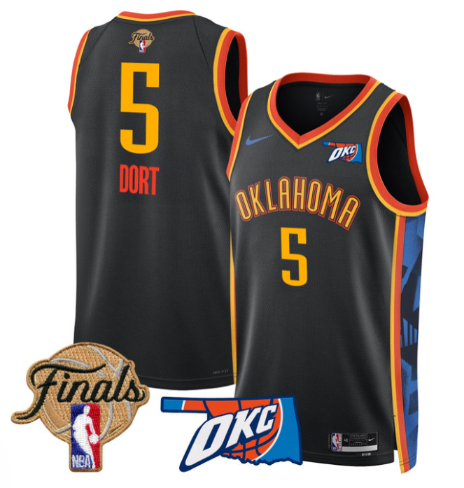 Luguentz Dort Jersey # 5 Oklahoma City Thunder 2025 Finals Swingman Stitched 24 - 25 City