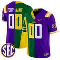 LSU Tigers and Southeastern Louisiana Lions Split Custom Jersey Stitched