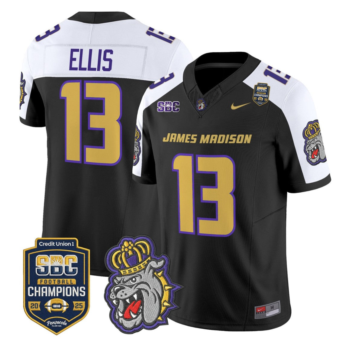 Landon Ellis Jersey #13 James Madison Dukes 2025 SBC Champions Stitched