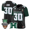Landon Sims Jersey #30 Hawai'i Rainbow 2025 Hawai'i Bowl Stitched Black Limited