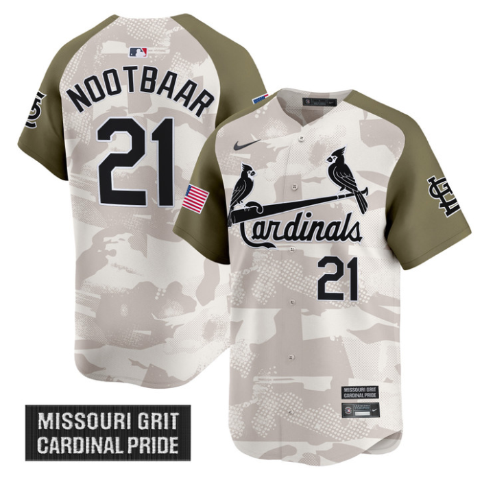Lars Nootbaar Jersey #21 St. Louis Cardinals 2025 Armed Forces Day Vapor Stitched