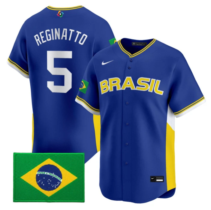 Leonardo Reginatto Jersey #5 Team Brazil 2026 World Baseball Stitched