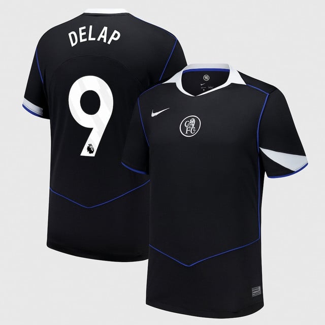 Liam Delap 9 Chelsea 2025-26 Third Match Jersey – Black