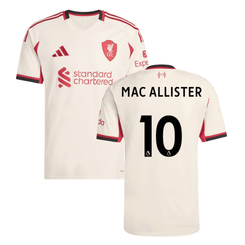 Liverpool 2025-26 MAC ALLISTER 10 Away Jersey – Cream