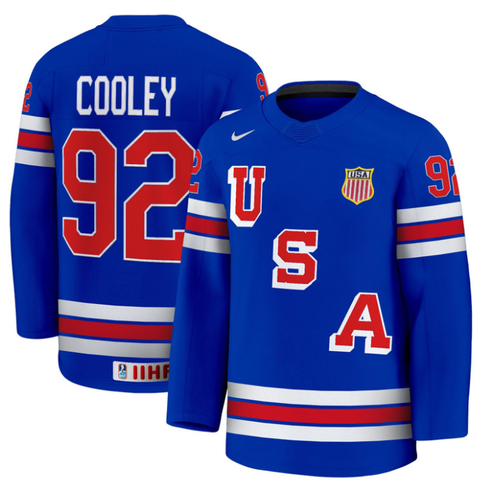 Logan Cooley Jersey #92 USA Hockey 2025 Premium Stitched Away