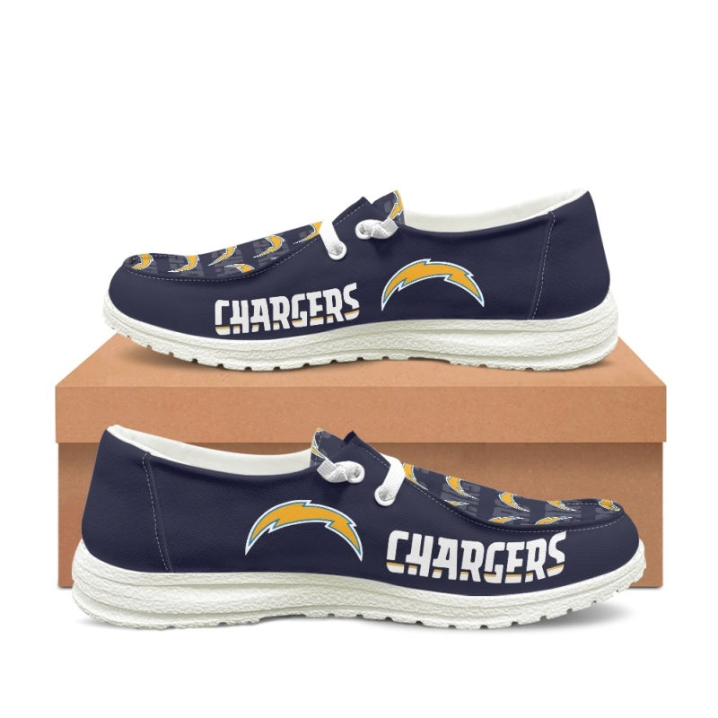 Los Angeles Chargers Navy Team Name Logo Canvas Sneaker Shoes For Men Women Fans
