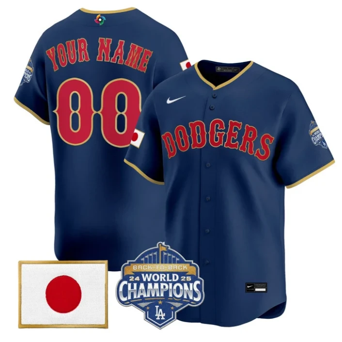 Los Angeles Dodgers Custom Jersey - All Stitched Navy
