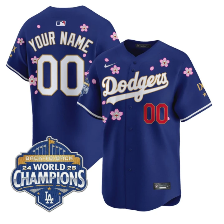 Los Angeles Dodgers Royal Blue Custom Jersey All Stitched