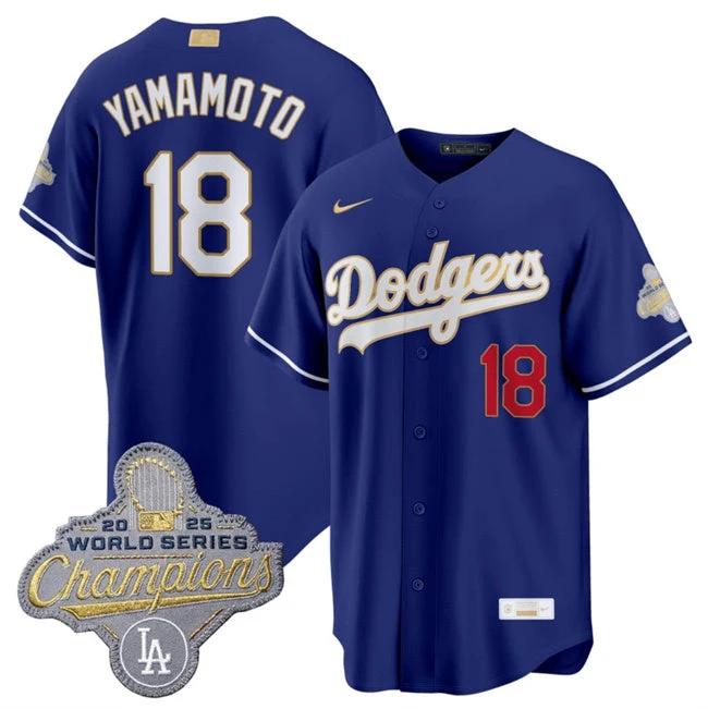 Los Angeles Dodgers #18 Yoshinobu Yamamoto Royal 2026 Gold Stitched Jersey