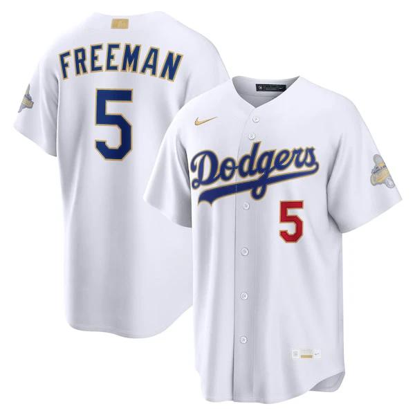 Los Angeles Dodgers #5 Freddie Freeman White 2026 Gold Collection Stadium Jersey