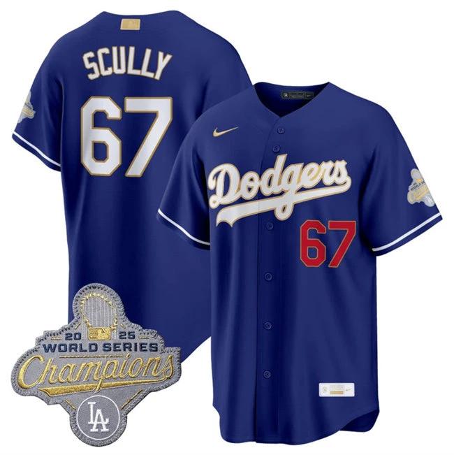 Los Angeles Dodgers #67 Vin Scully Royal 2026 Gold Stadium Stitched Jersey