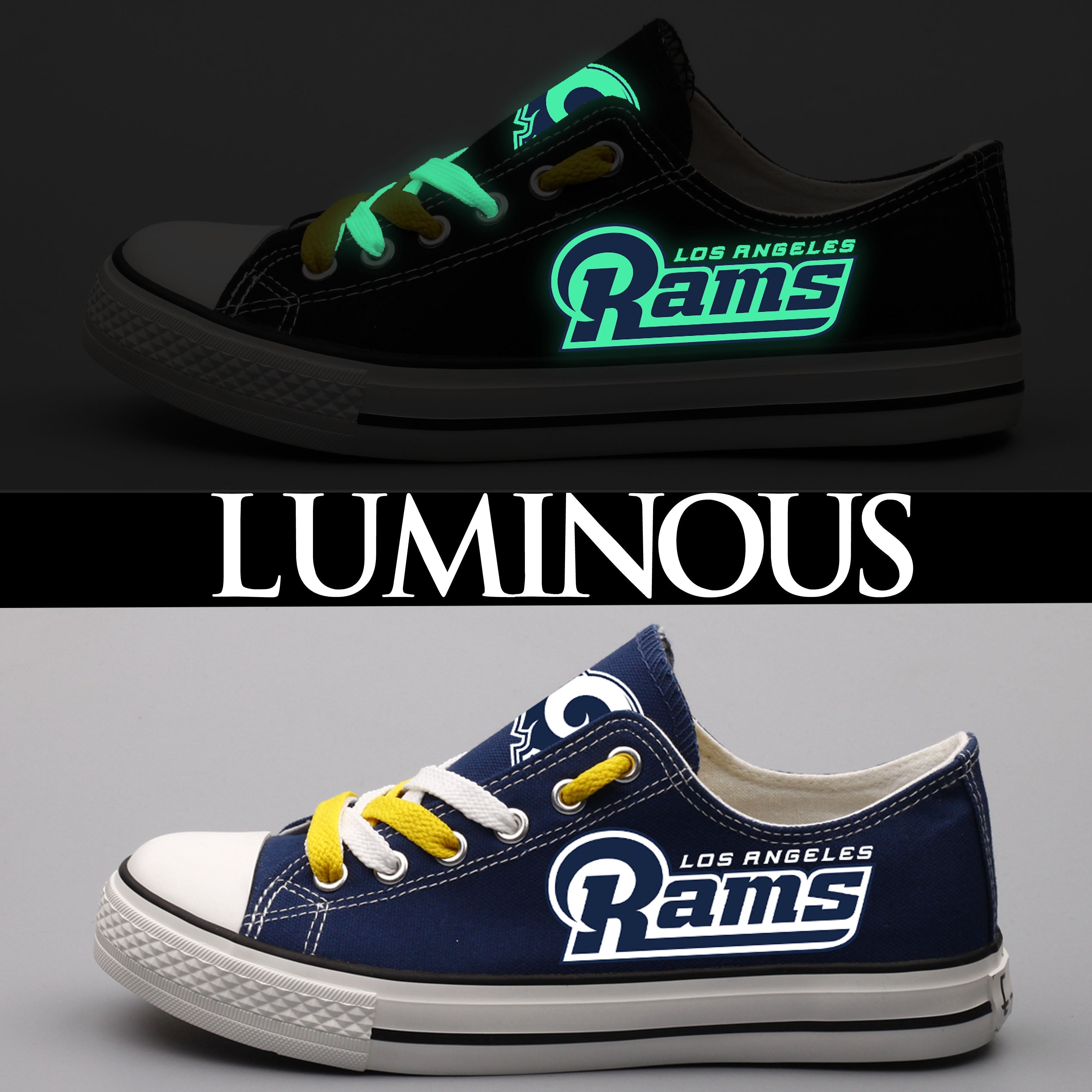 Los Angeles Rams Low Top Canvas Sport Sneakers Shoes For Men Women Fans