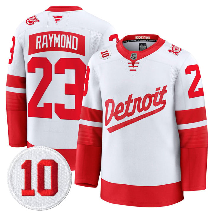 Lucas Raymond Jersey #23 Red Wings #10 Alex Delvecchio Honoring