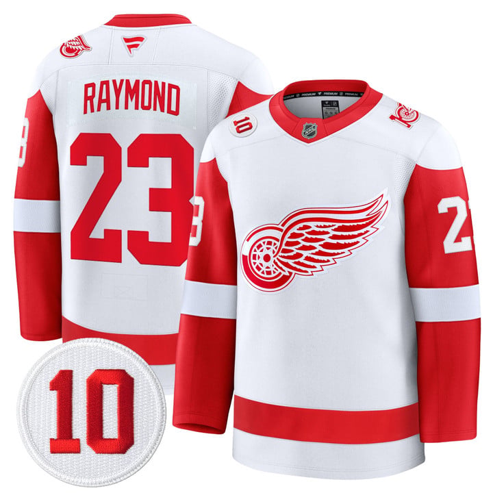 Lucas Raymond Jersey #23 Red Wings #10 Alex Delvecchio Honoring