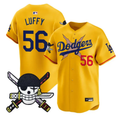 Luffy Jersey #56 Dodgers One Piece Zoro Patch Premier Stitched