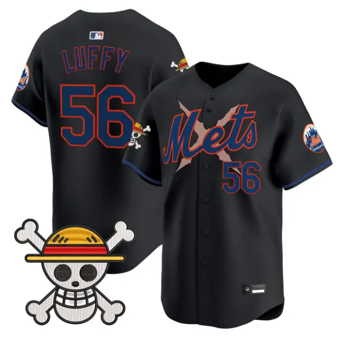 Luffy Jersey #56 New York Mets One Piece Premier Stitched