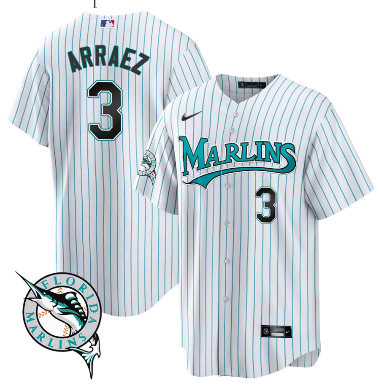 Luis Arraez Jersey #3 Miami Marlins 30 Seasons Anniversary Patch Limited Stitched