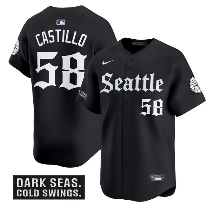 Luis Castillo Jersey #58 Seattle Mariners Deep Sea Gothic Edition Limited Stitched