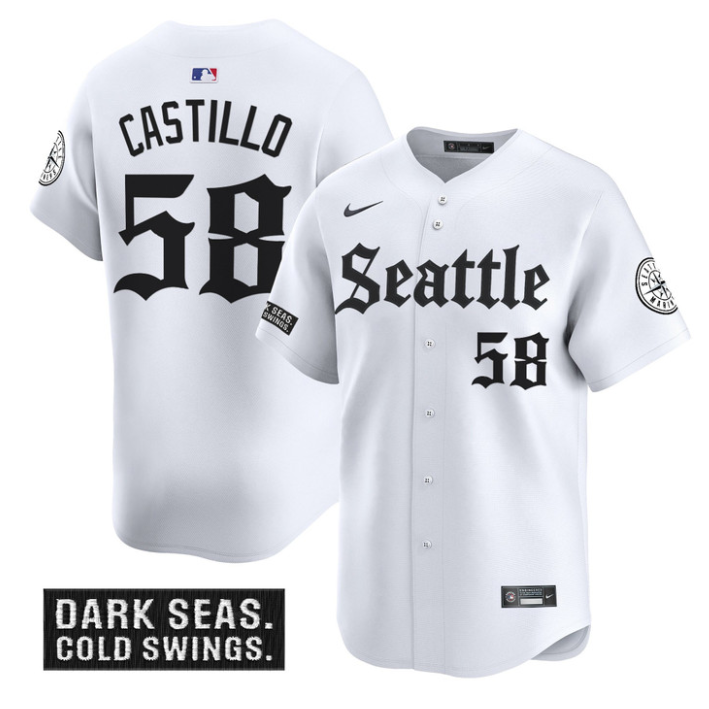 Luis Castillo Jersey #58 Seattle Mariners Deep Sea Gothic Edition Limited Stitched