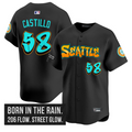 Luis Castillo Jersey #58 Seattle Mariners Graffiti Emerald Drop Edition