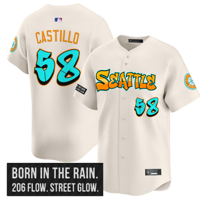 Luis Castillo Jersey #58 Seattle Mariners Graffiti Emerald Drop Edition