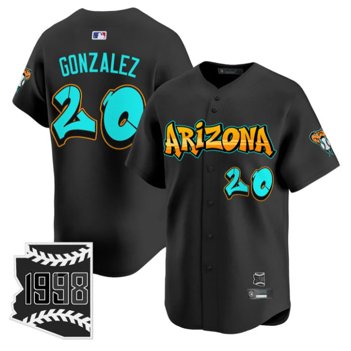 Luis Gonzalez Jersey #20 Arizona Diamondbacks Graffiti Desert Ink Edition