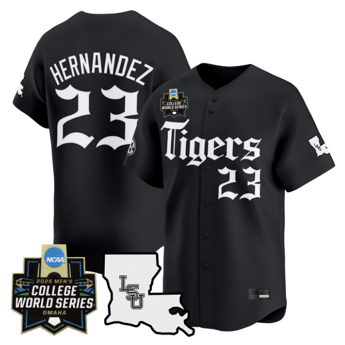 Luis Hernandez Jersey #23 LSU Tigers 2025 World Series Gothic Geaux Edition