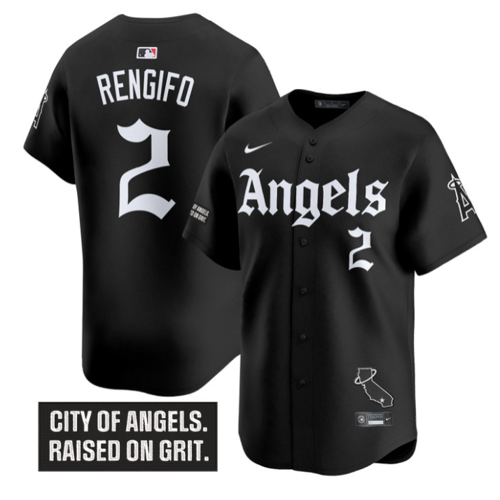 Luis Rengifo Jersey #2 Los Angeles Angels Gothic Halo Edition Stitched