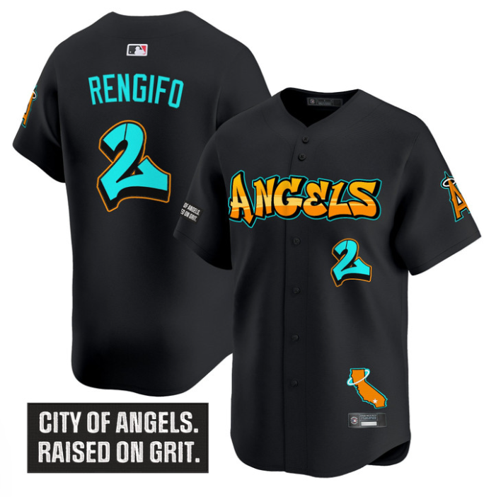 Luis Rengifo Jersey #2 Los Angeles Angels Graffiti Halo Drop Edition