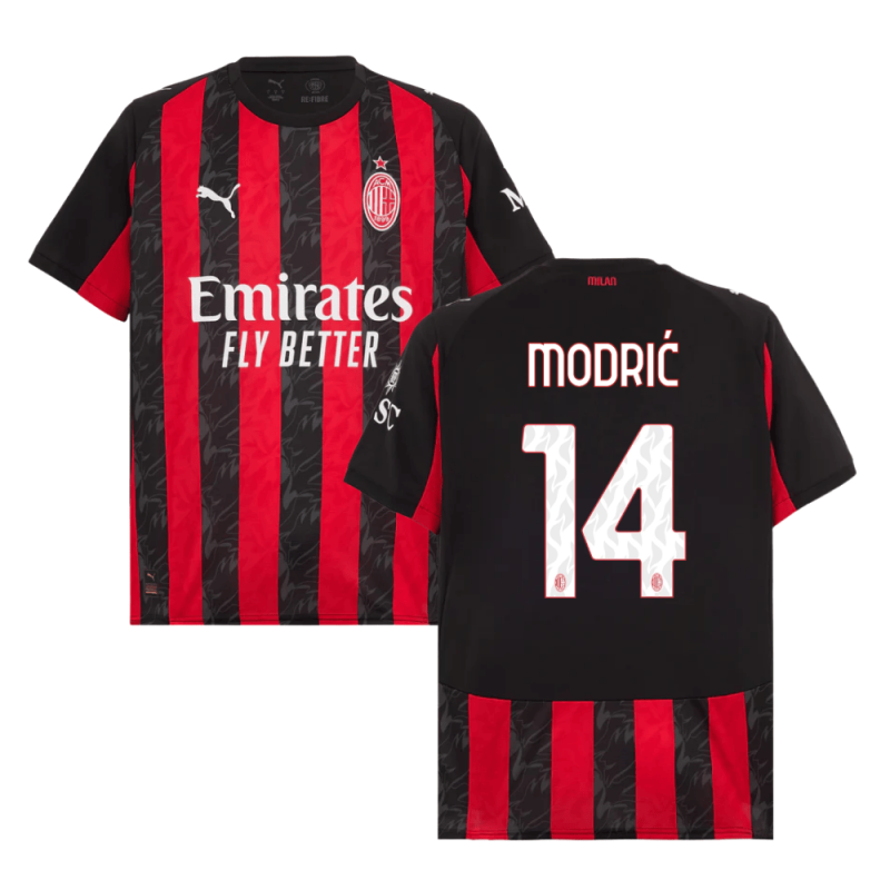 Luka Modric 14 AC Milan 2025-26 Home Men Jersey – Red Black