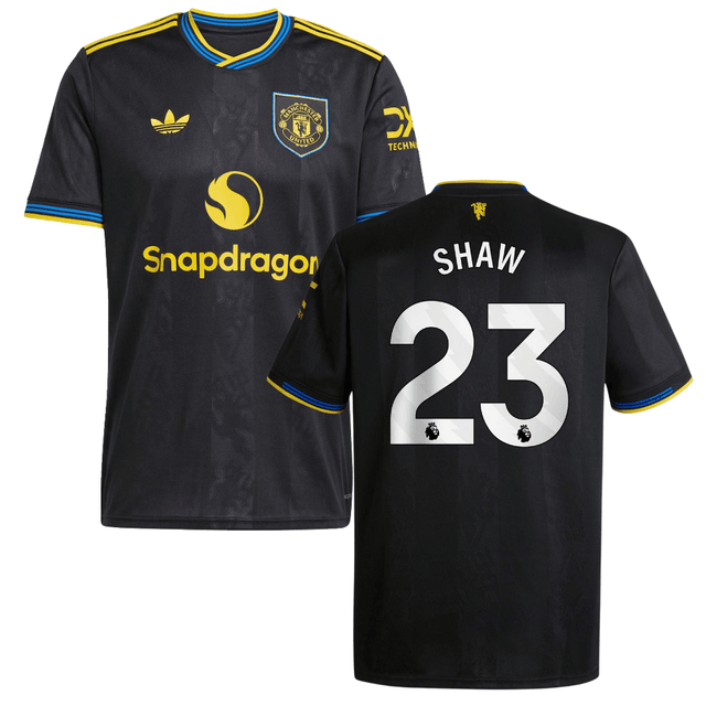 Luke Shaw 23 Manchester United 2025-26 Third Match Jersey – Black